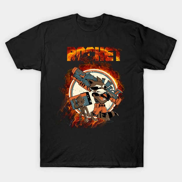 Rocket art Fire T-Shirt by Helm Store